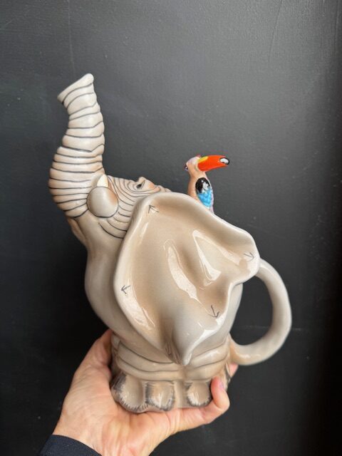 Blue Sky Clayworks Elephant and Toucan Teapot