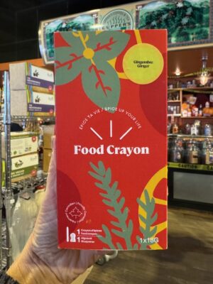 Food crayon gift box, one ginger crayon and a sharpener in bright red box