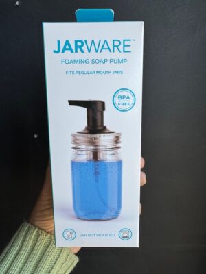 Jarware foaming soap pump for regular mouth mason jars, black