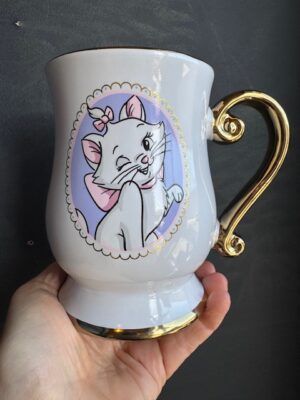 Aristocats white mug with gold trim, picture of Marie