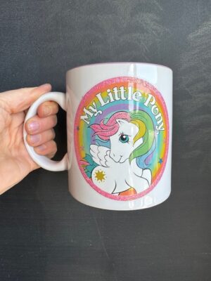 Large White mug with My little Pony on it in rainbow and sparkles