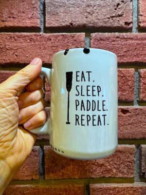 Prairie Chick Mugs Dragon Boat "Eat Sleep Paddle, repeat" in blue