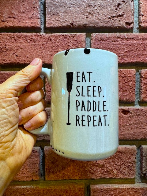 Prairie Chick Mugs Dragon Boat "Eat Sleep Paddle, repeat" in blue