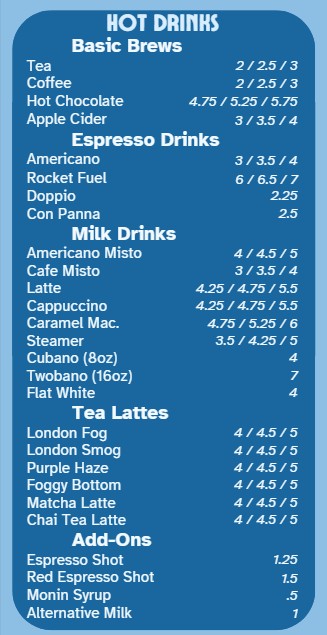 Cupper's Winter 2026 Drink Menu page 3
