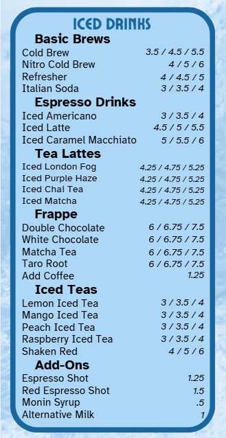Cupper's Winter 2026 Drink Menu page 2