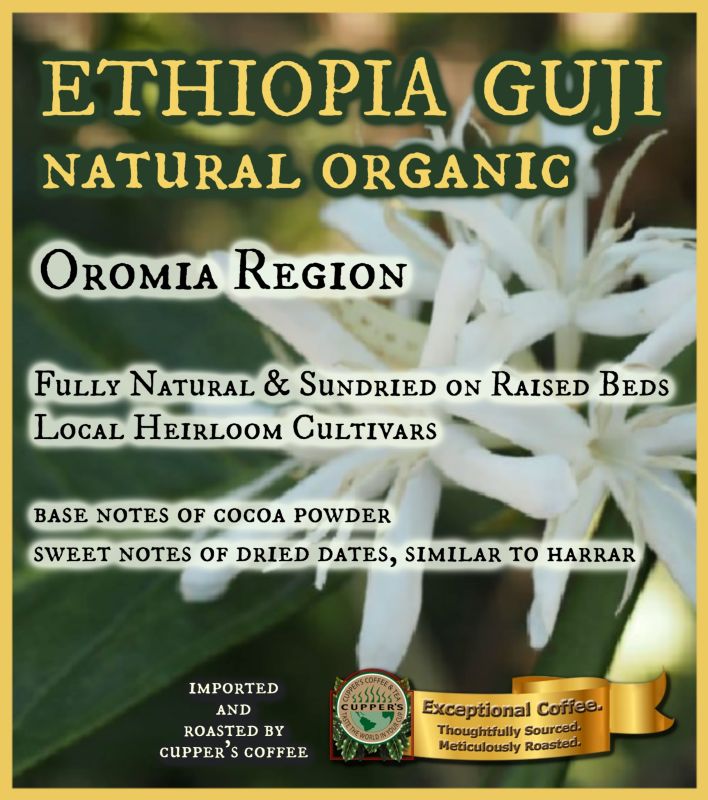 Ethiopia Guji Coffee Medium Roast, fully natural and sundried