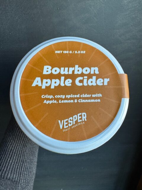 Vesper craft cocktail lid for bourbon apple cider