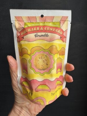 A bag of Artisan Rhubarb Custard biscuit cookies