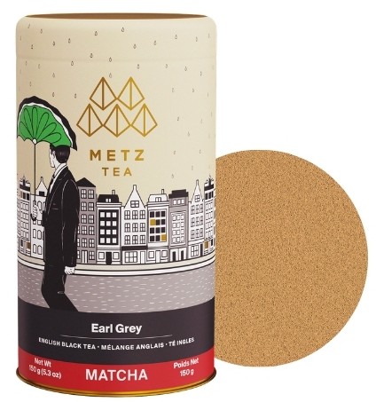 Metz Earl Grey Black Tea Matcha Powder showing a sample of the powder