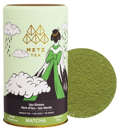 Metz Izu Green Tea Matcha Powder showing a sample of the powder