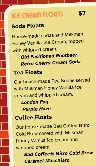 Cupper's Fall Drink Menu Ice Cream Floats