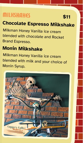 Cupper's Fall Drink Menu Milkshakes