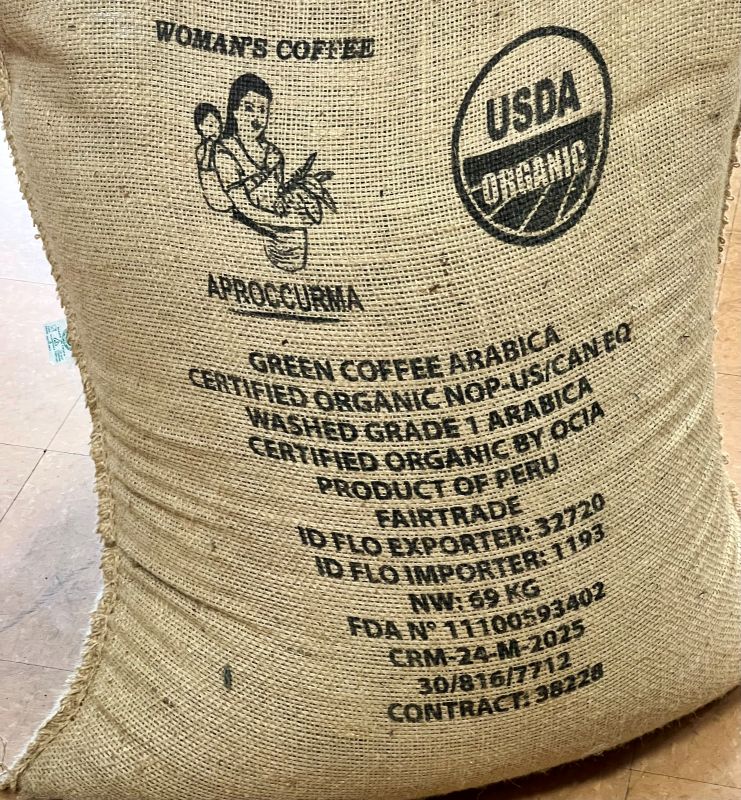 Peru Cafe De Mujer Aproccurma Light Roast Coffee in the green bean bag