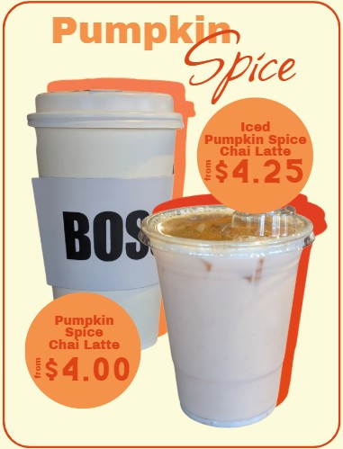 Cupper's Fall Drink Menu Pumpkin Spice Chai Drinks