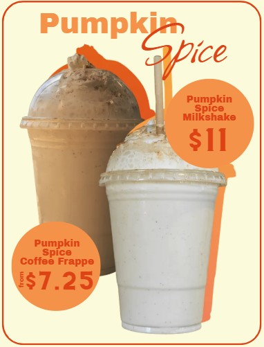 Cupper's Fall Drink Menu Pumpkin Spice Iced drinks