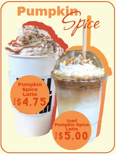 Cupper's Fall Drink Menu Pumpkin Spice Lattes