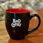Cupper's Bad Coffee black mug with red interior