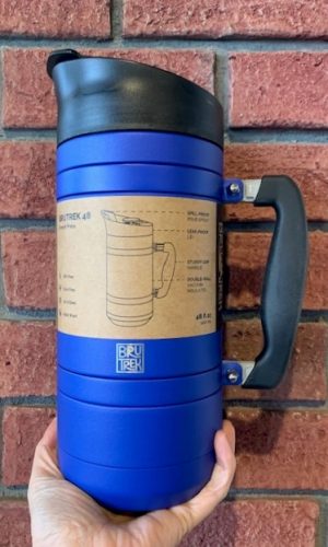 BruTrek BaseCamp Travel Press Blue BruTrek blue basecamp travel mug